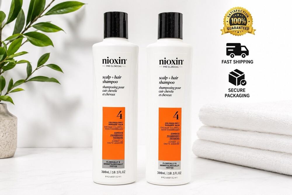 Nioxin System 4 Scalp + Hair Shampoo 10.1 fl oz 300ml Lot of 2 Colored Hair
